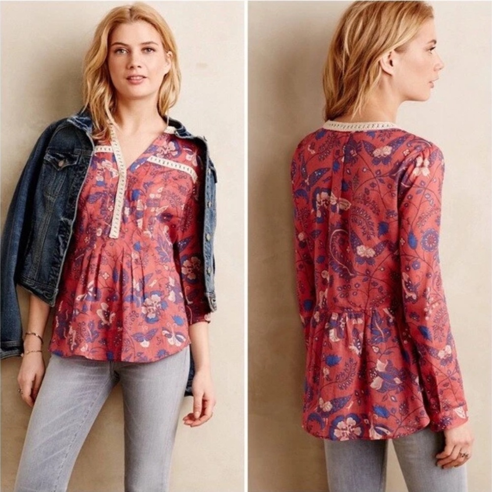 Anthropologie Abella Lace Trimmed Peasant Blouse from Maeve, 2